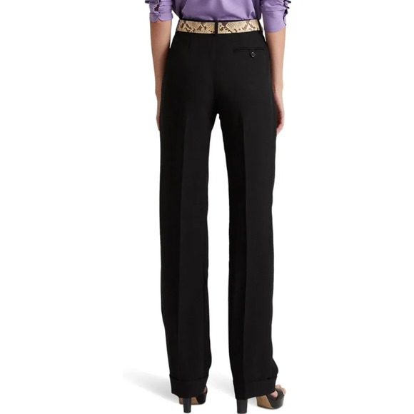 LAUREN Ralph Lauren Womens Pleated Sable Crepe Pants Casual Black Size 16 12580 - Picture 2 of 3